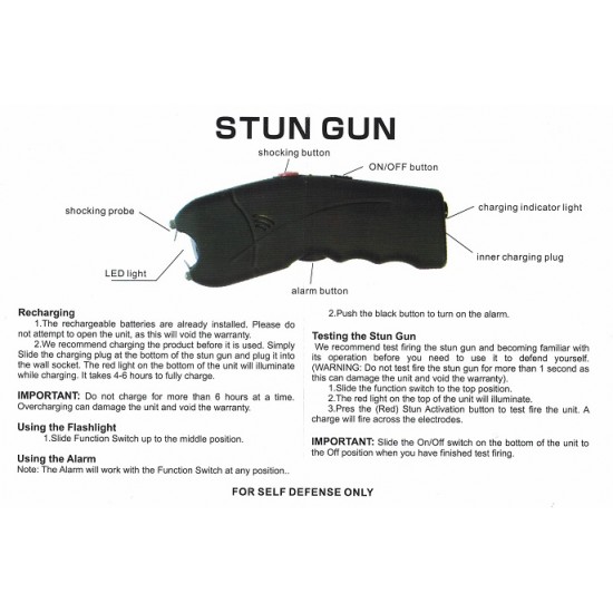 Cheetah Cyclone Stun Gun w/ Alarm, Black (100/-/ 14*17*21/ 44)