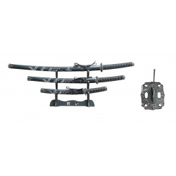 Black 3 Pcs Samurai Sword Set, 40" Overall (6CS/42*13*12/38) Black 3 Pcs Samurai Sword Set, 40" Overall (6CS/42*13*12/38)