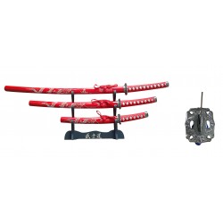 Red 3 Pcs Samurai Sword Set, 40" Overall (6CS/42*13*12/38) Red 3 Pcs Samurai Sword Set, 40" Overall (6CS/42*13*12/38)