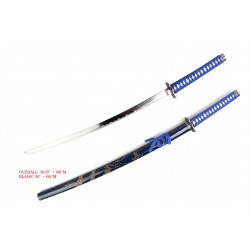 Blue  Samurai Sword Satin Finished Full Size, No Stan (10/-/41*7*17/27) Blue  Samurai Sword Satin Finished Full Size, No Stan (10/-/41*7*17/27)