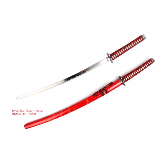 Red Samurai Sword Satin Finished Full Size, No Stan (10/-/41*7*17/27)