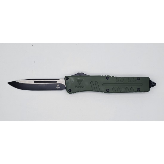 FURY Special OTF Knife. Green Handle, Drop Point Blade (60/1/16*15*11/36)