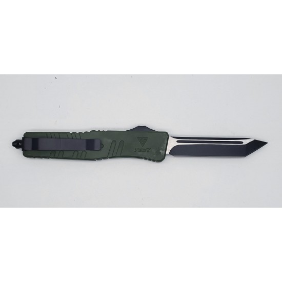 FURY Special OTF Knife. Green Handle, Tanto Blade (60/1/16*15*11/36)