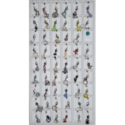 Silver Muti Design Belly Rings 54 pcs/card (50/1/22*16*18/33) JW-507