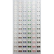 Gold Square Multicolor Earrings  72 Pcs / Card (50/1/20*16*16/25) (JW-511)