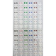 Half/Half Round Multicolor Earrings  72 Pcs / Card (50/cs)