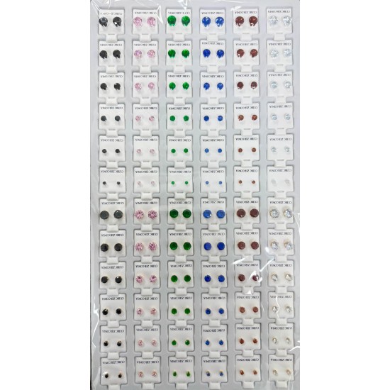 Half/Half Round Multicolor Earrings  72 Pcs / Card (50/cs)