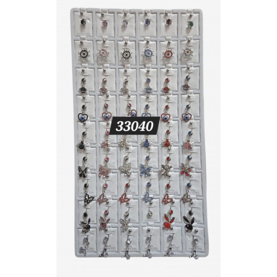 Silver Muti Design Belly Rings 54 pcs/card (50/1/22*16*18/33) Bunny