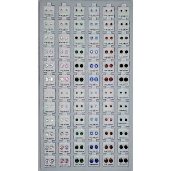 Jewelry Card 72 pcs, Earrings, Multi-Color, Round, Silver, Mixed Size. (50/1/19*19*16/21)  JW-515 