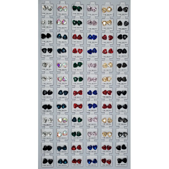 Jewelry Card 72 pcs, Earrings, Multi-Color, Heart, Silver. (50/1/19*19*16/21)