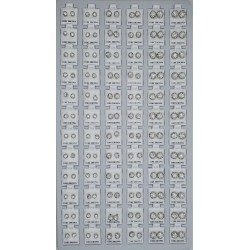 Jewelry Card 72 pcs, Earrings, White Stones Balls, Mixed Size. (50/1/19*19*16/21)