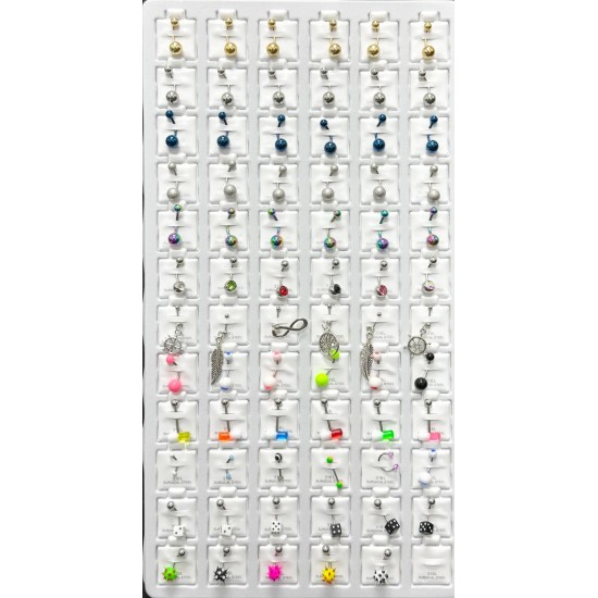 Jewelry Card 71 pcs, Belly Rings, Assorted Pills, Dices Etc. (50/1/19*19*16/21)