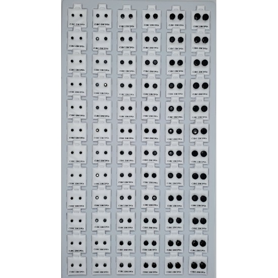 Jewelry Card 72 pcs, Earrings, Black, Round, Silver, Mixed Size. (50/1/19*19*16/21) 216025 