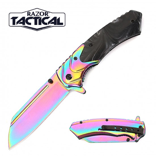 Titanium Blade Spring Assist knife W/ Black Pearl Handle (120/12/12*9*16/47)