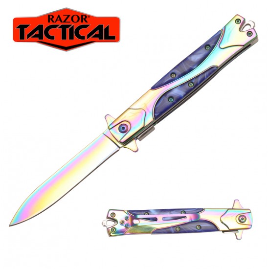 Titanium Stiletto Style Quick Assist knife W/ Blue Pearl Handle (120/12/12*9*16/42)